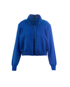 Cardigan tricot botão couro royal - MES