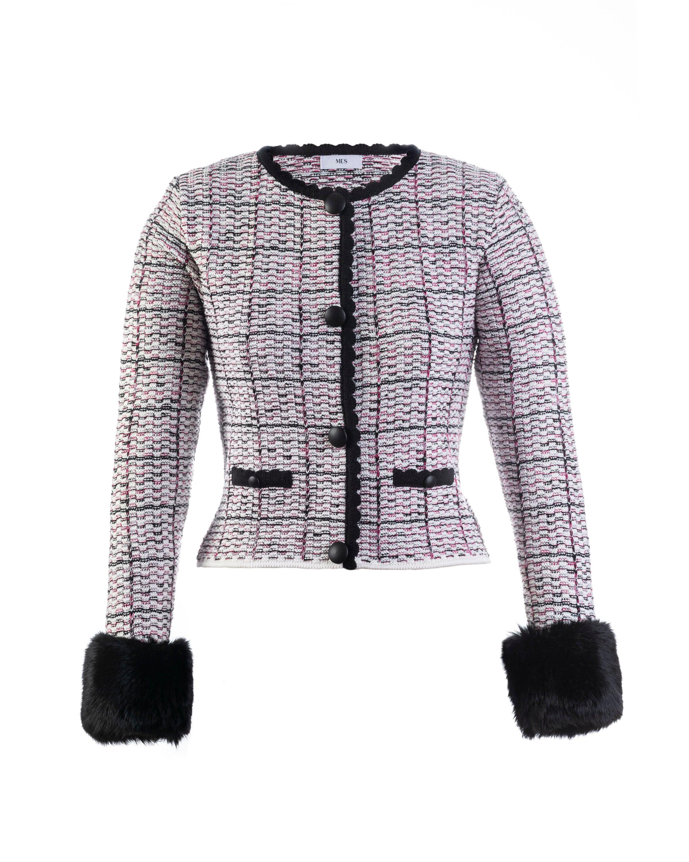 新品[ liter ］magaret wool tweed cardigan Cardigan tricot tweed off white – MES