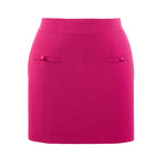 Saia tricot botão couro pink - MES