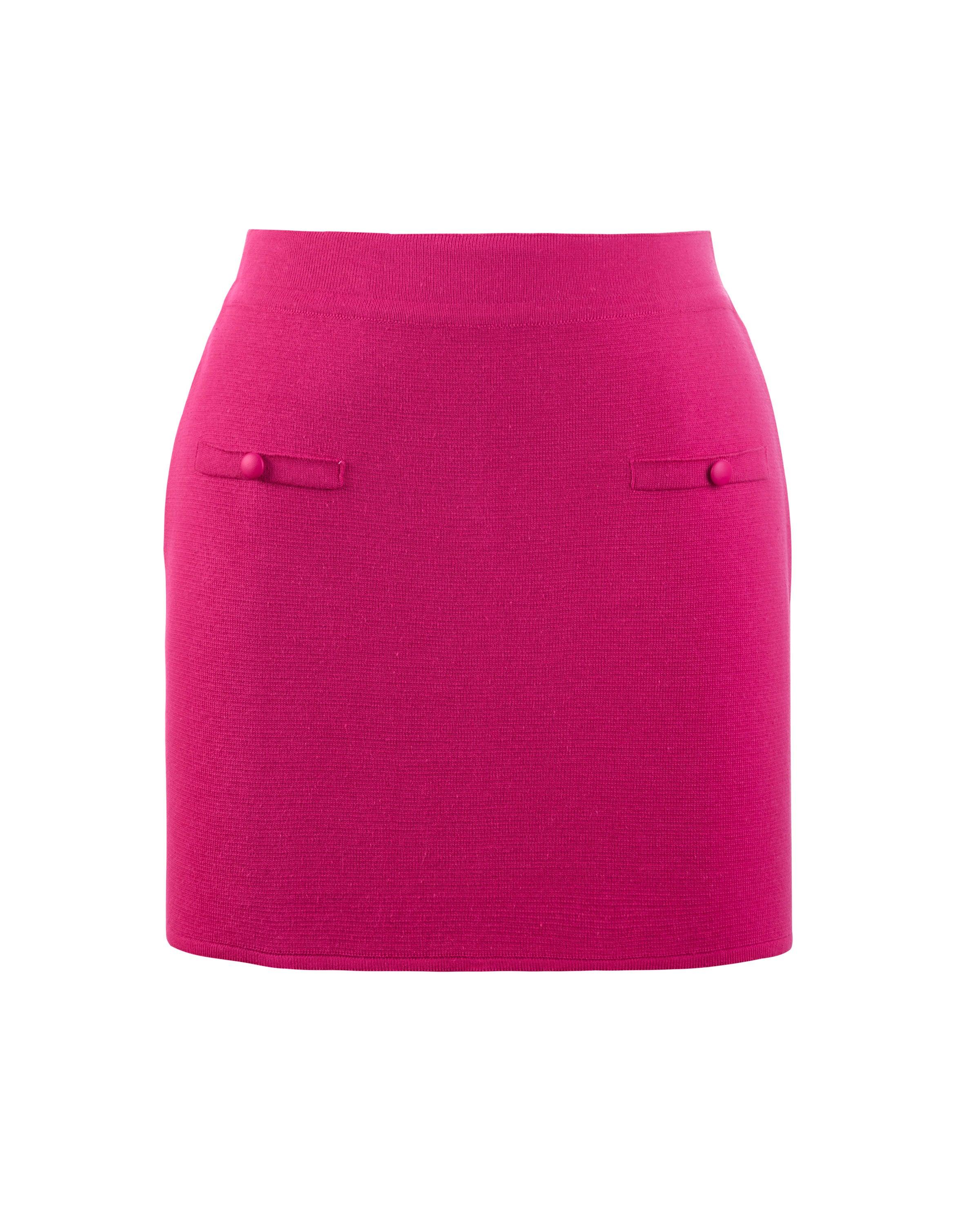 Saia tricot botão couro pink - MES