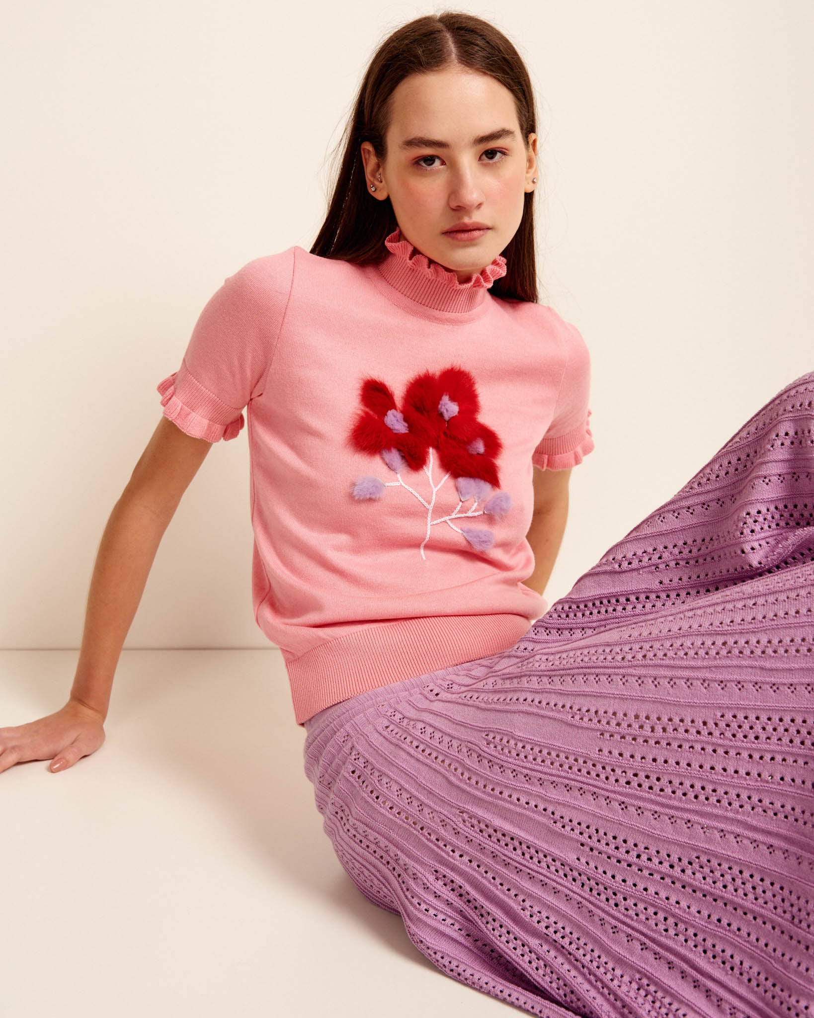 Ofelia Gwen mesh blouse rosa main image 1