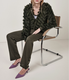 Calça tricot rendado estrelas bosque