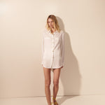 Camisa linho oversized punho bordado