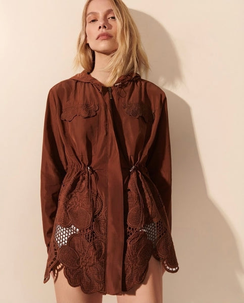 Parka capuz bordado cognac – MES