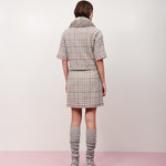 Mes - Saia lã tweed mini cinza