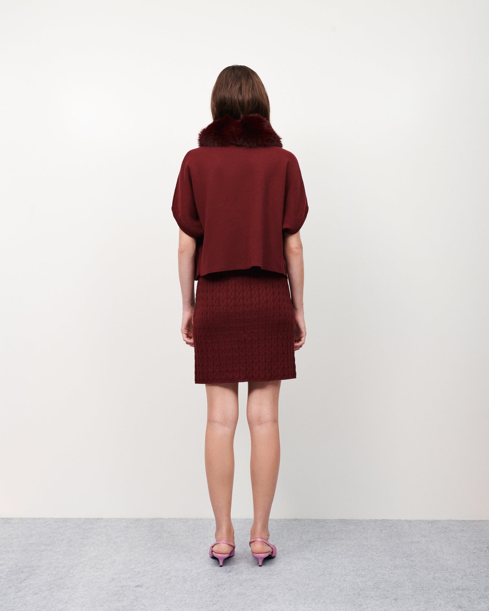 Mes Casaqueto tricot gola pelo vino