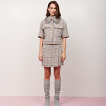 Saia lã tweed mini cinza