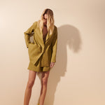 Shop Mes - Blazer linho oversize bolsos oliva