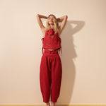 Shop Mes Top linho bordado pala pespontado