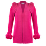 Cardigan tricot ombro/punho pelo pink - MES