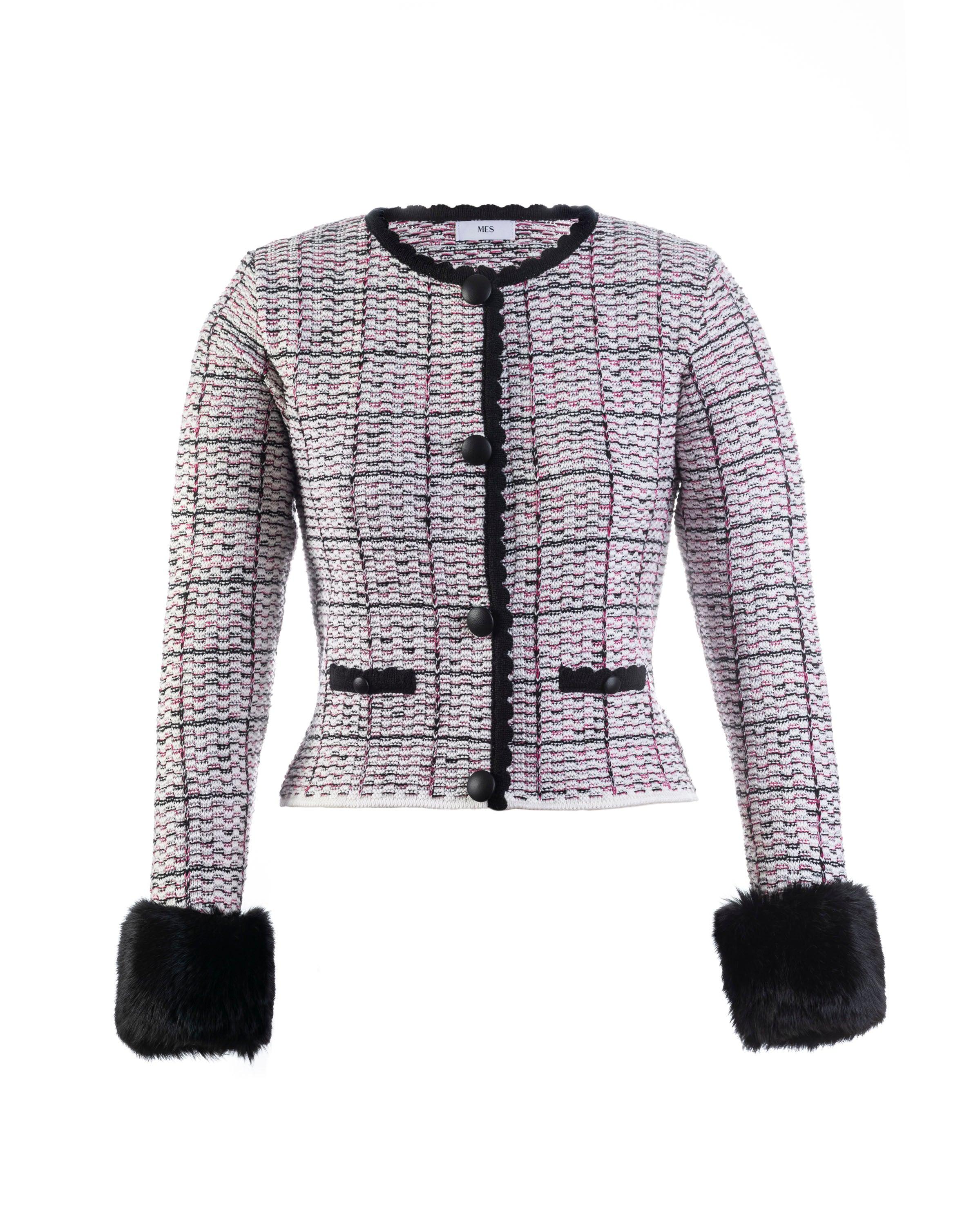Cardigan tricot tweed off white - MES
