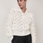 Casaco zigzag cropped off white - MES