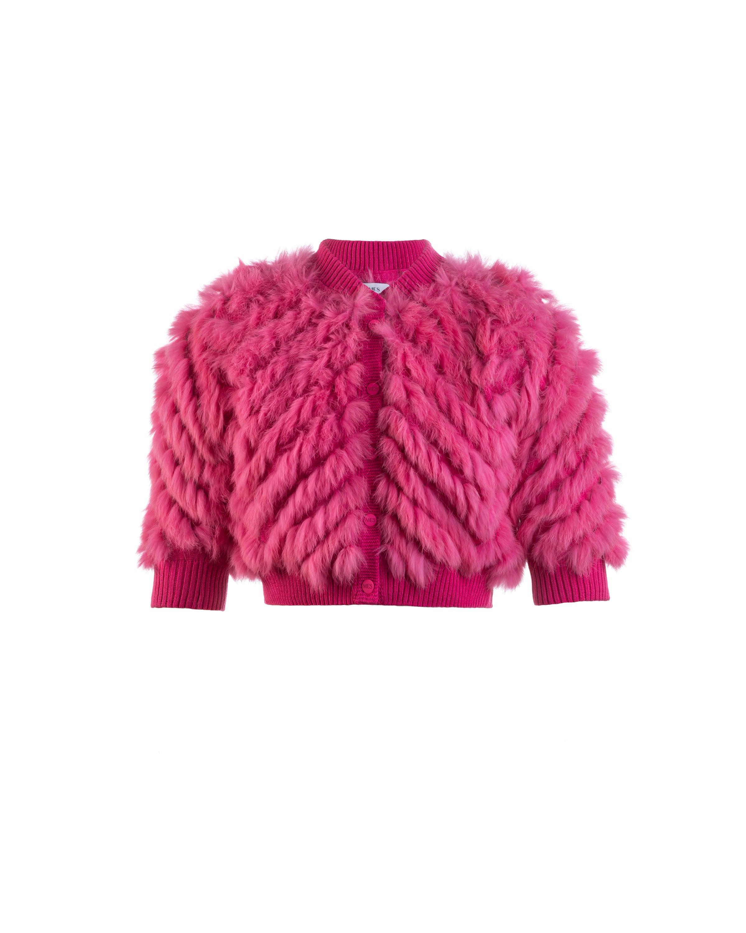 Casaqueto em renda de tricot zigzag pink - MES